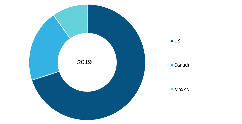 North America Intraoperative Neuromonitoring Market, By Country, 2019 (%)