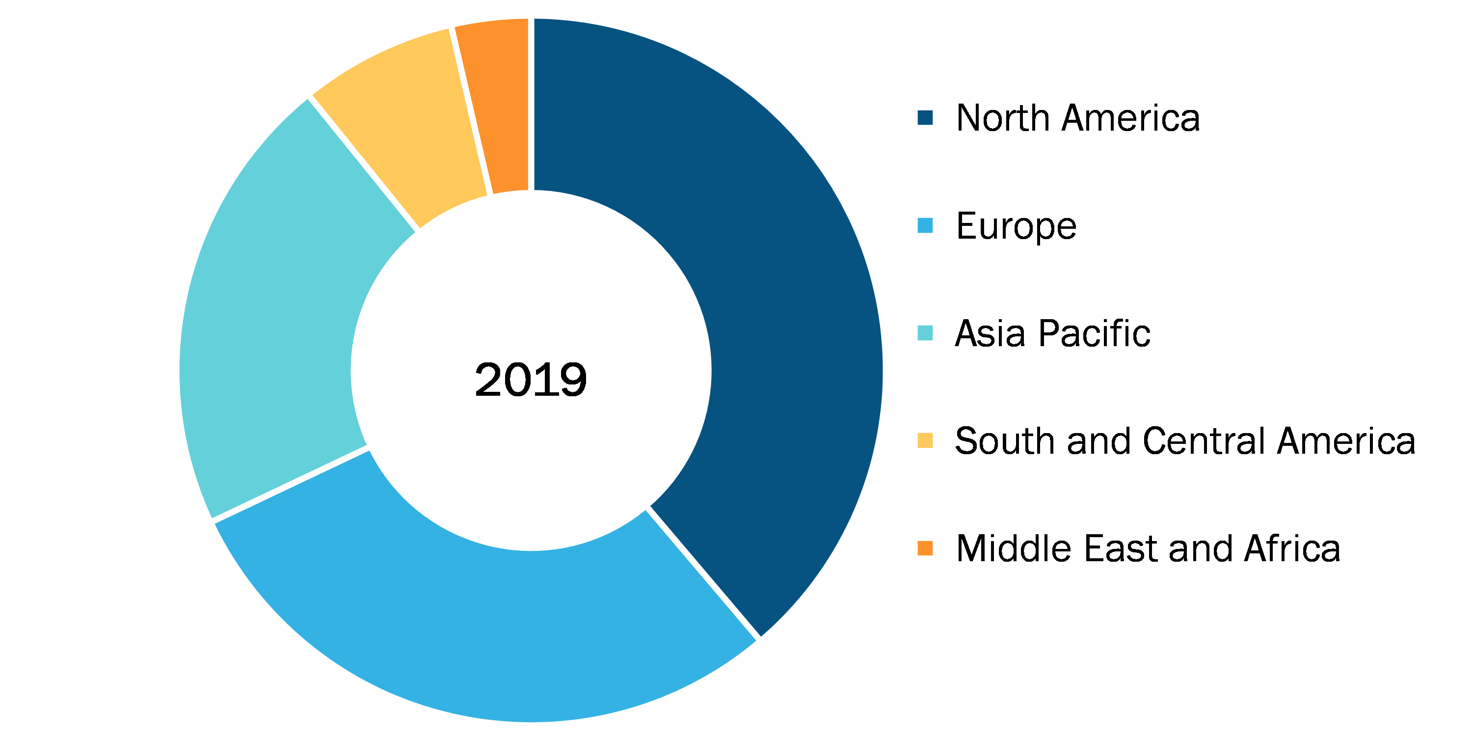 Non-Invasive Cardiac Output Monitoring Device Market , by Region, 2019 (%) 