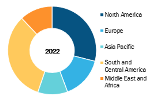 Global Doxorubicin Market, by Geography, 2022 (%)