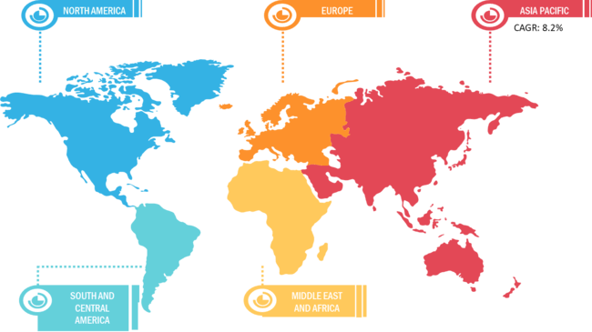 Répartition du marché des colorants alimentaires naturels - par région, 2021