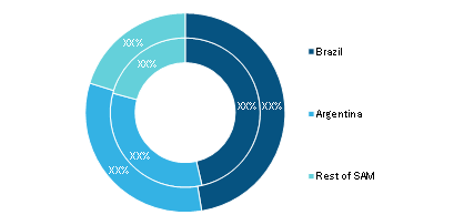 SAM Synthetic Leather Market, By Country, 2020 and 2028 (%)